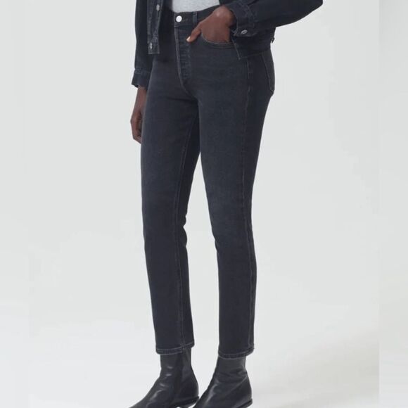 NWOT Agolde Nico High Rise Slim Fit Black Jeans Size 25 - Picture 3 of 13